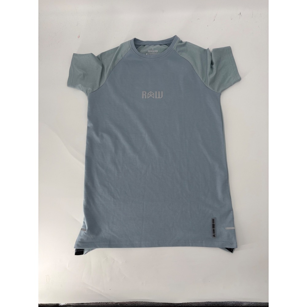 Rawgear Mens Athletic Performance T-Shirt Blue Grey Raglan Gym Top Size S